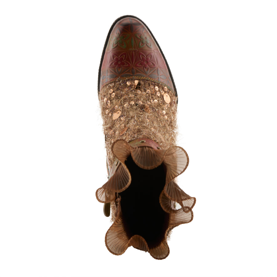 L'Artiste Seeherquin Boots in Camel Multi Top View - Robin Boutique