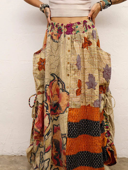 Pareo Kantha Butterfly Cargo Skirt #206 by Kantha Bae
