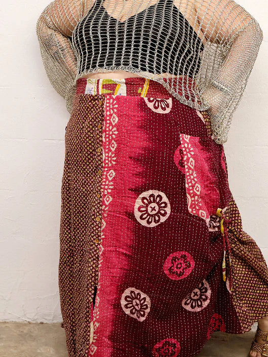 Pareo Kantha Butterfly Cargo Skirt #206 by Kantha Bae