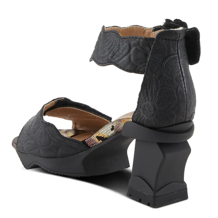 L'Artiste Supercool Platform Leather Etched Heels