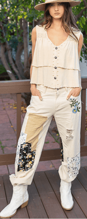 POL Sleeveless pearl and grommet soft layered top FWT413A - Robin Boutique-Boutique 