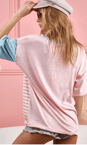 BiBi Color Stitch Henley Top with Contrast Stitiching BT2836-02 - Robin Boutique-Boutique 