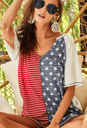 Macaron 4th of July Patriotic Patchwork Top BT1749-11 - Robin Boutique-Boutique 