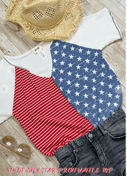 Macaron 4th of July Patriotic Patchwork Top BT1749-11 - Robin Boutique-Boutique 