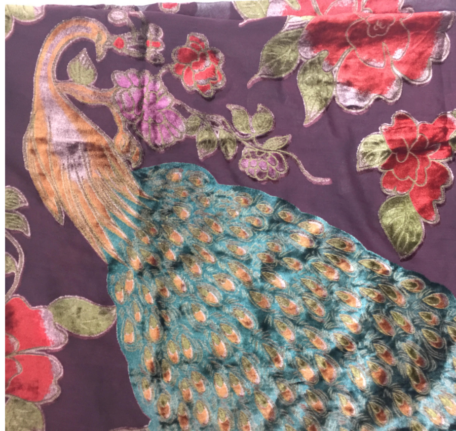 Velvet Burnout Peacock Shawl Scarf VCL88203