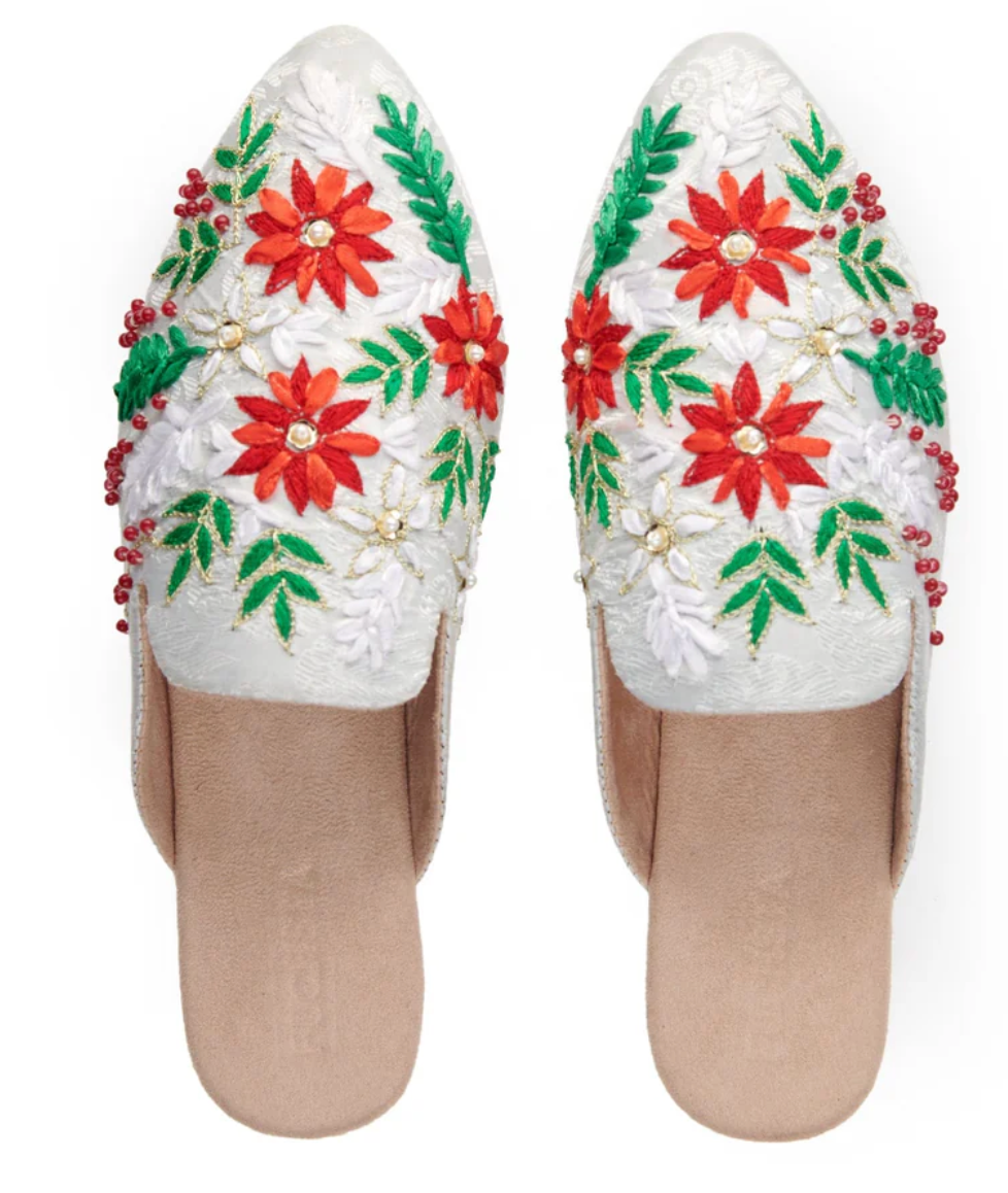 Festive Snowflake Mules Flats Robin Boutique