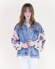 Boho Handmade Crochet Sleeves Denim Jacket Robin Boutique