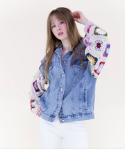 Boho Handmade Crochet Sleeves Denim Jacket Robin Boutique