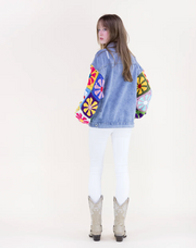 Boho Handmade Crochet Sleeves Denim Jacket Robin Boutique
