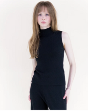 Warm Tone Ribbed Sleeveless Mock Turtle Neck Top Robin Boutique