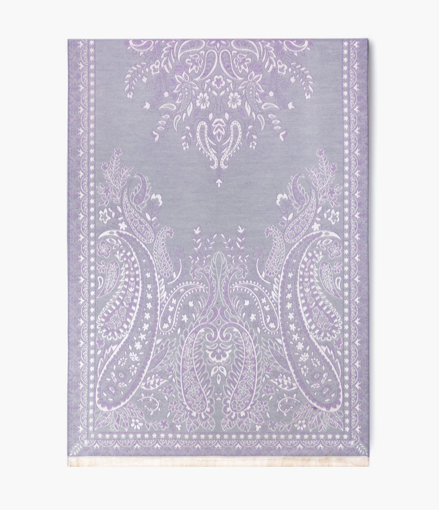 Paisley Overlap Solid Border Scarf & Baroque Floral Paisley Scarf Robin Boutique