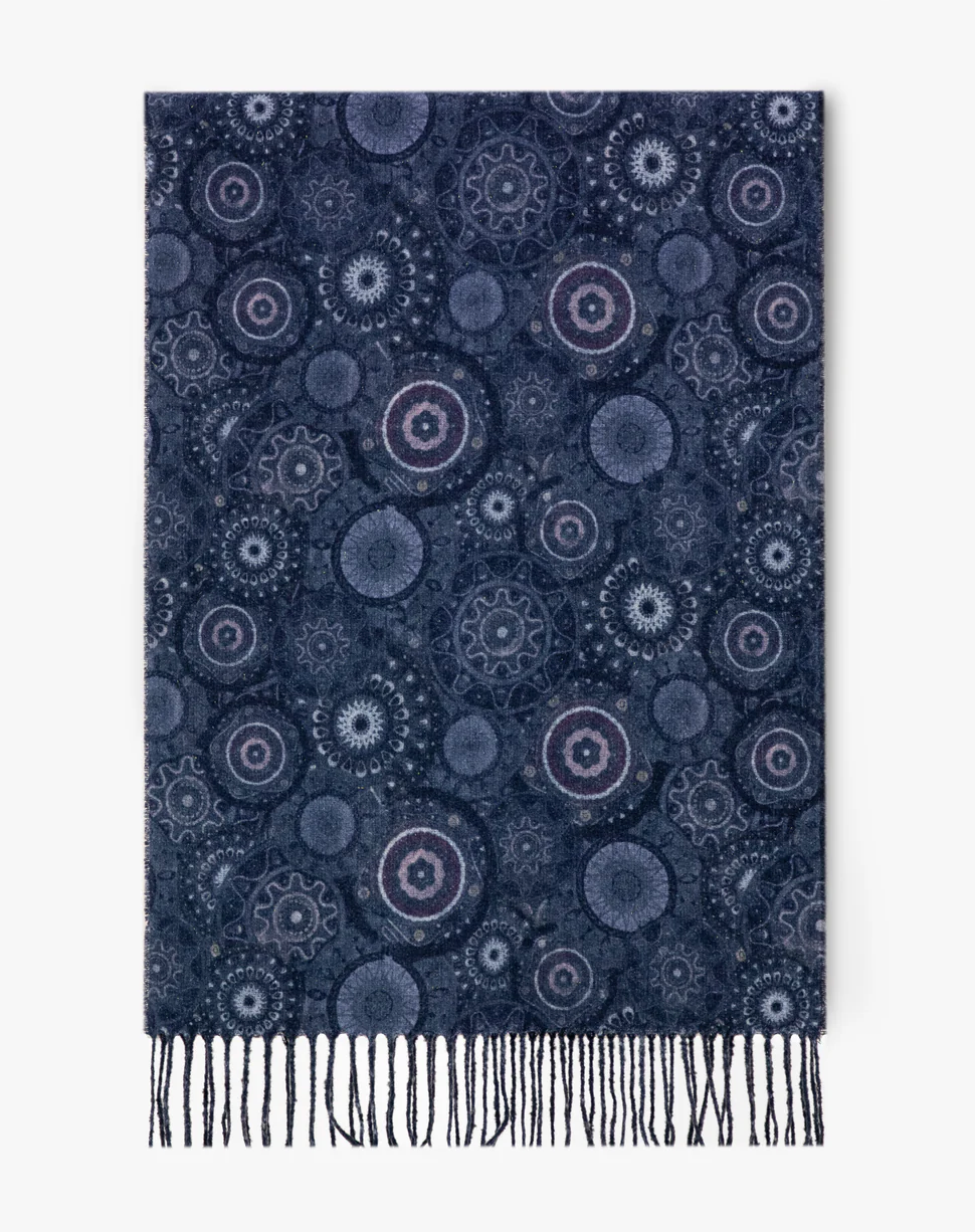 Ornate Circle Bunches Scarf w/Fringe Robin Boutique