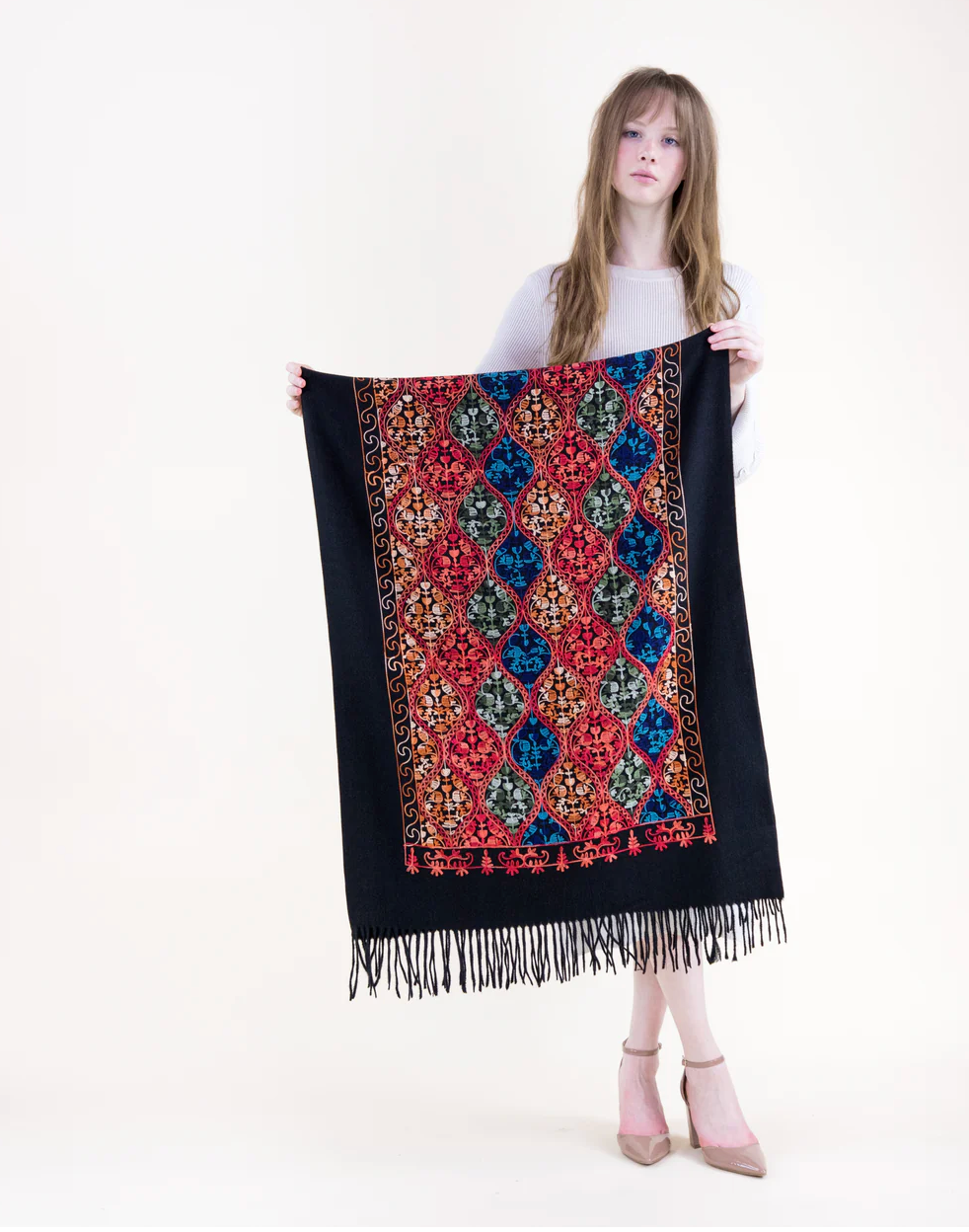 Embroidered Garden Ogee Scarf Robin Boutique