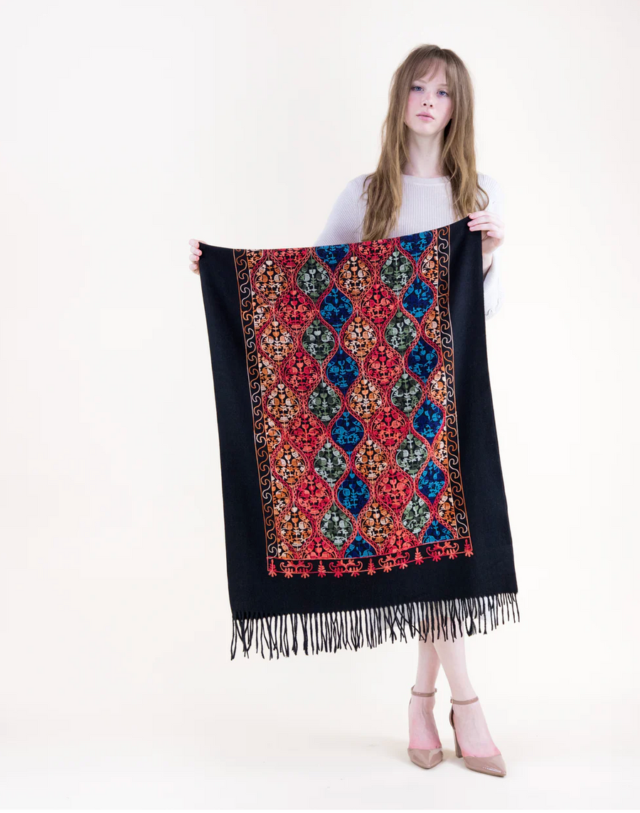Embroidered Garden Ogee Scarf Robin Boutique