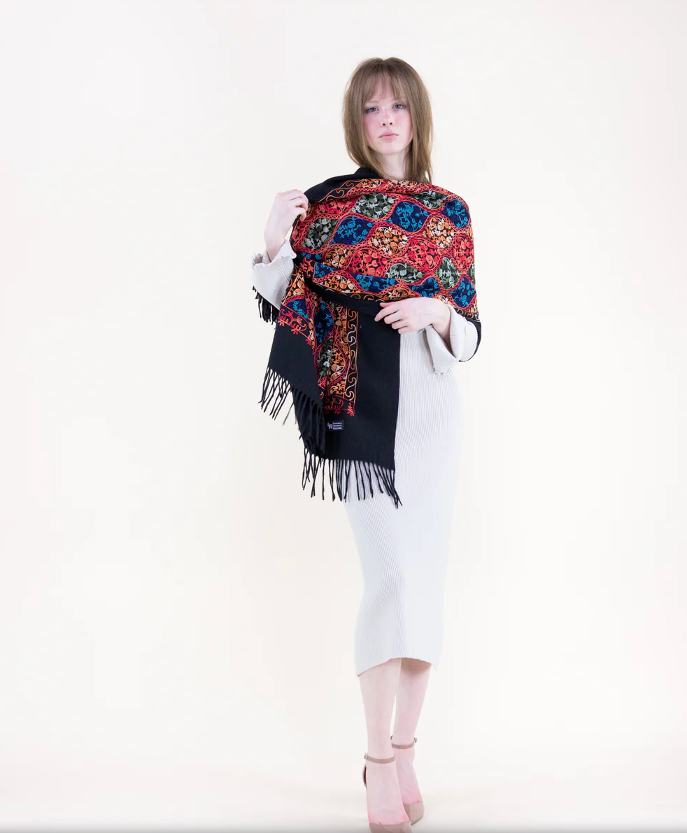 Embroidered Garden Ogee Scarf Robin Boutique