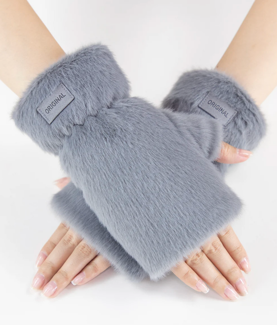 Teddy Fleece Fingerless Gloves Robin Boutique