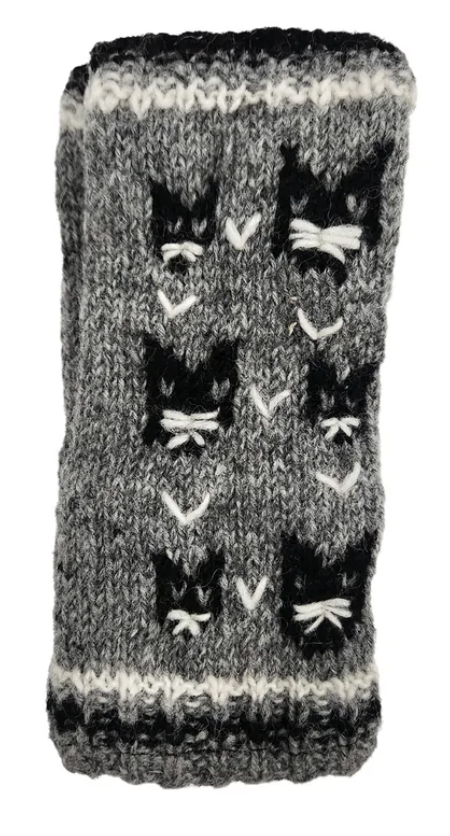 Owl Handmade Knit Fingerless Gloves
