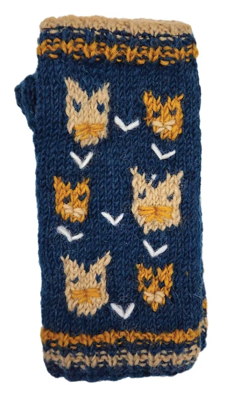 Owl Handmade Knit Fingerless Gloves