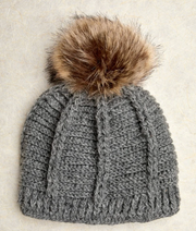 Brecken Gray Knit Pom Knit Beanie By Many Hands Robin Boutique