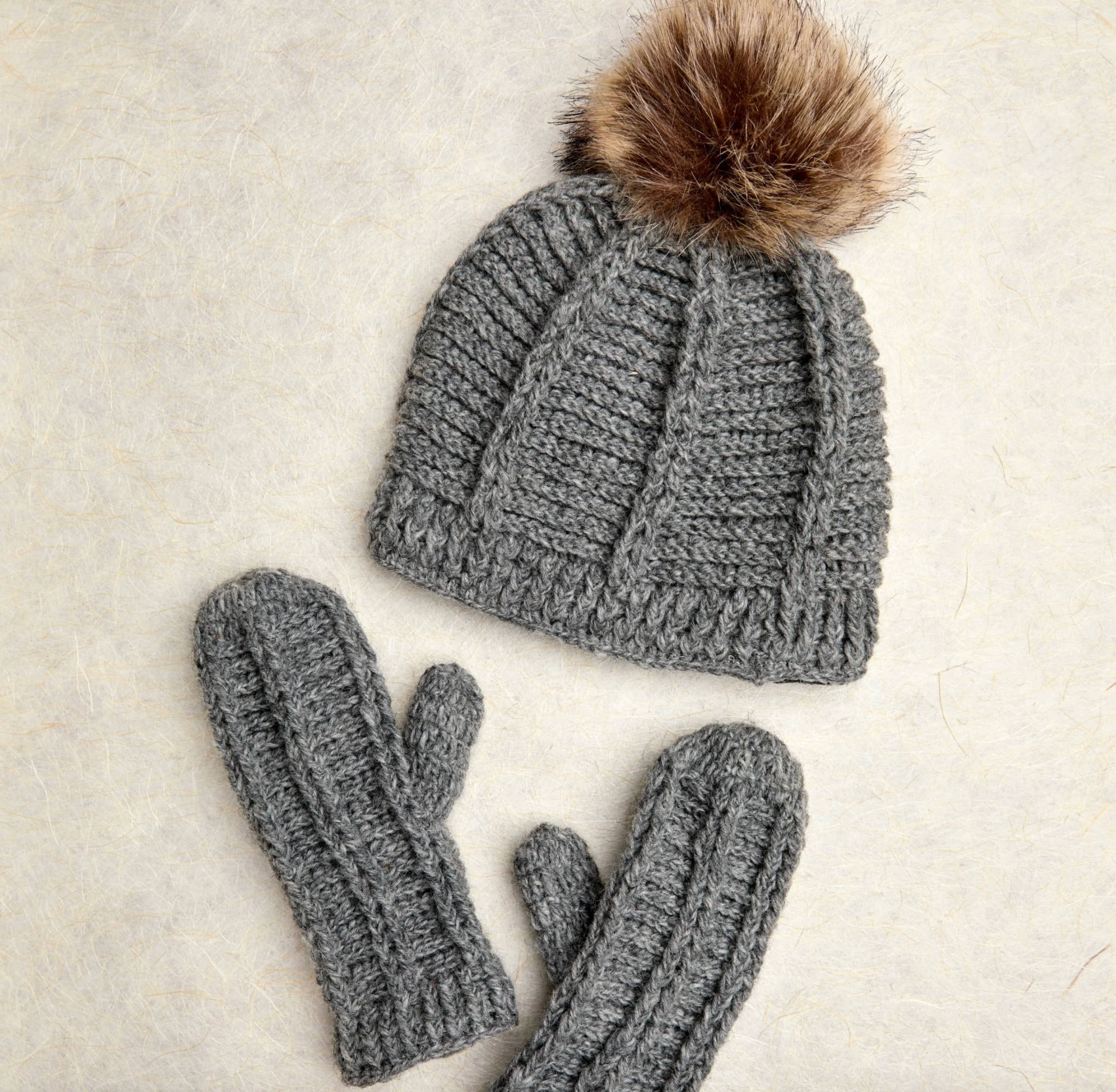 Brecken Gray Knit Pom Knit Beanie By Many Hands Robin Boutique
