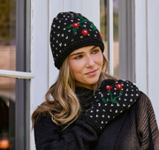 Cherries Noir Knit Beanie By Many Hands Robin Boutique