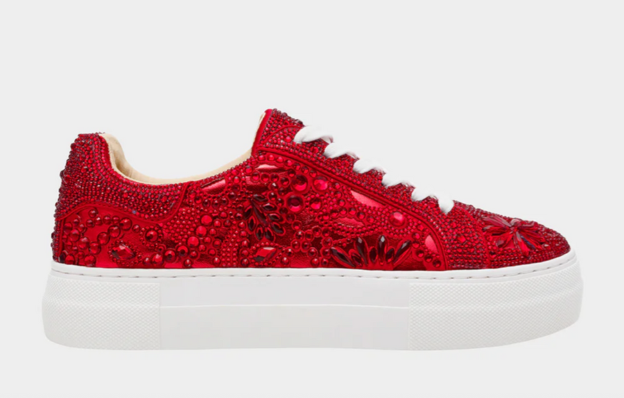 REILY Adult Red Rhinestone Platform Sneaker Shoes by Betsey Johnson