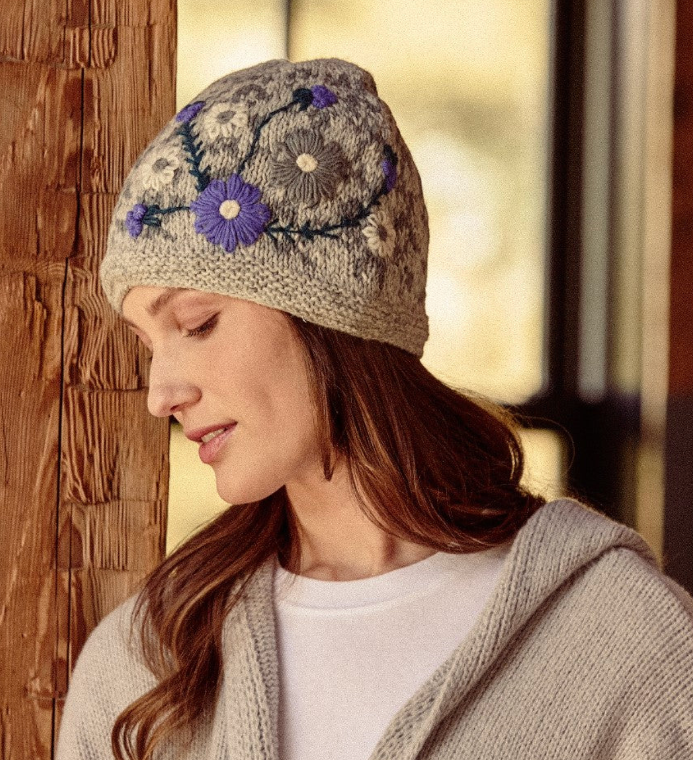Lila Grey Knit Beanie By Many Hands