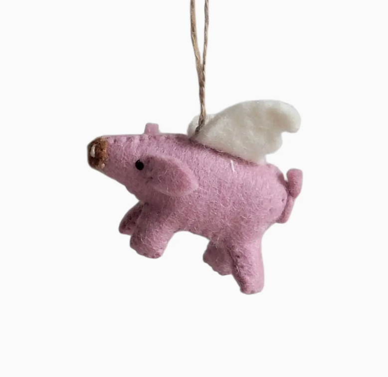 Wool Felt Christmas Ornament- Flying Pig Robin Boutique