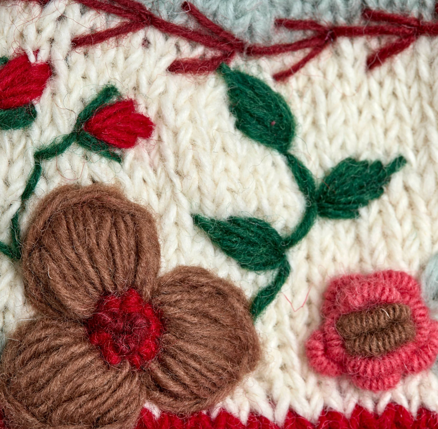 Hygge Holiday Color Block Knit Beanie Hat, Mittens and Fingerless Armwarmers By Many Hands Robin Boutique