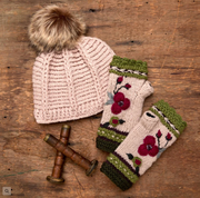 Dark Forest Color Block Knit Beanie Hat, Mittens and Fingerless Armwarmers By Many Hands Robin Boutique