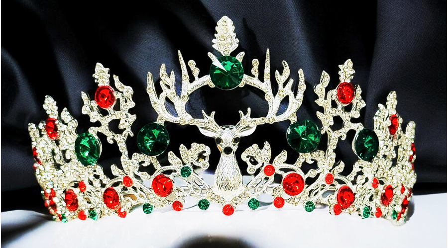 Christmas Silver Reindeer Tiarra Headband Crown