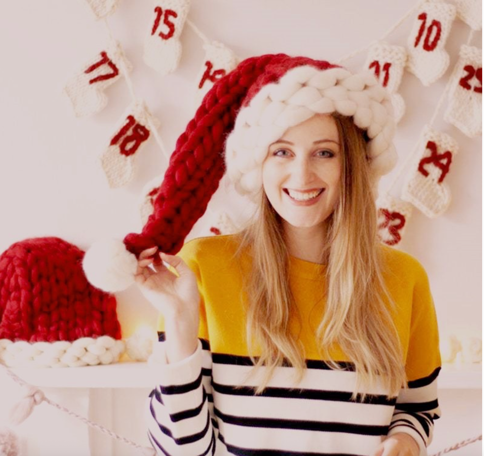 Santa Hat Chunky Knit Christmas Hat Slouchy Beanie Yarn Robin Boutique