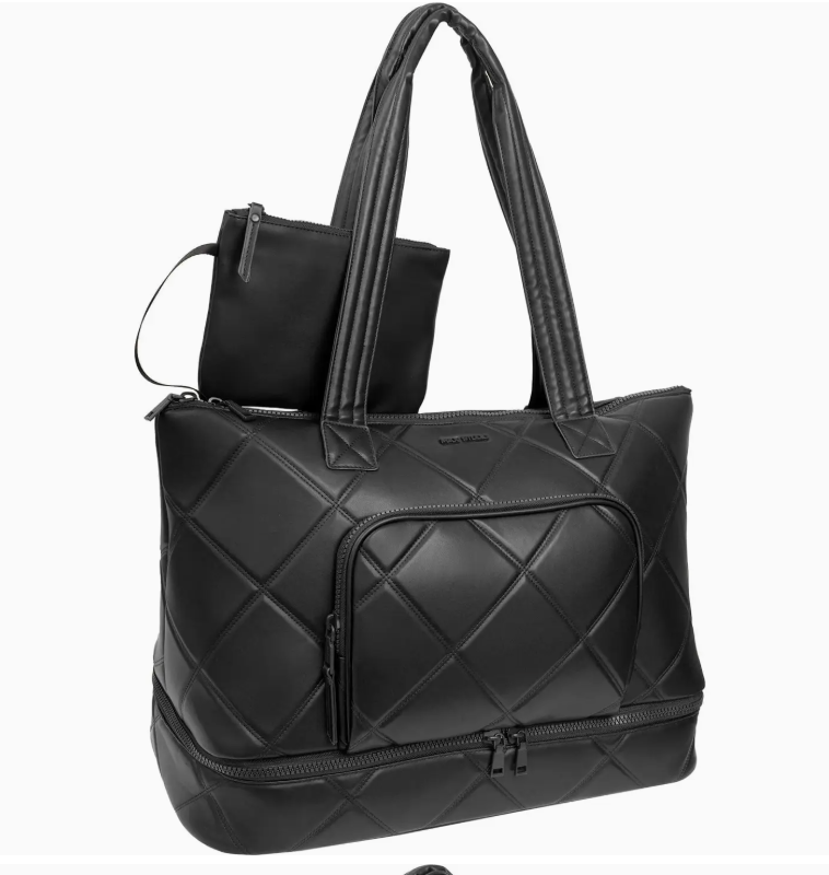 Max Studio 20 Inch Lamby Diamond Quilted Drop Bottom Weekender Duffle Bag Robin Boutique