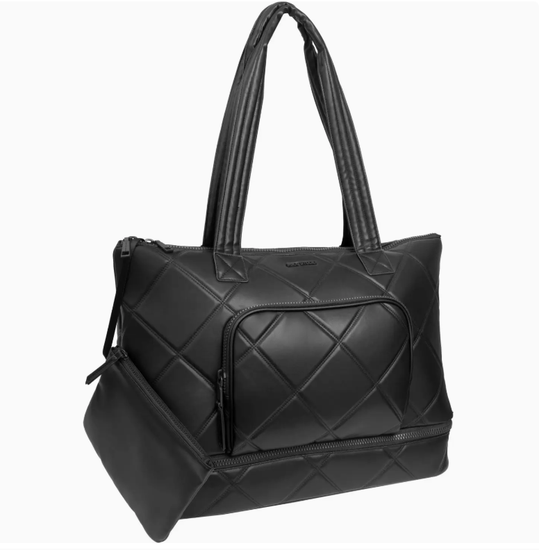 Max Studio 20 Inch Lamby Diamond Quilted Drop Bottom Weekender Duffle Bag Robin Boutique