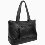 Max Studio 20 Inch Lamby Diamond Quilted Drop Bottom Weekender Duffle Bag Robin Boutique