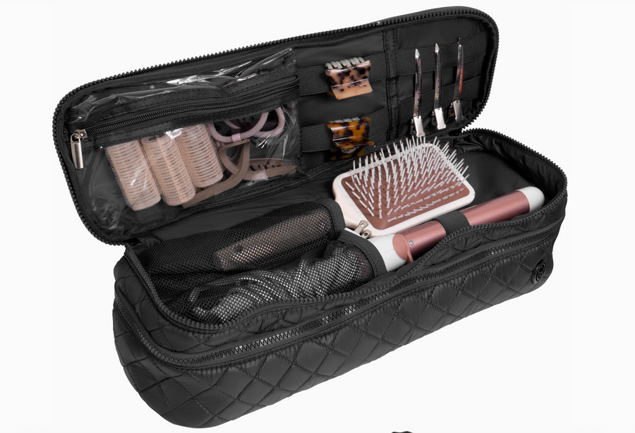 Joan & David Diamond Quilted Puffer Nylon Hair Tool Travel Bag Robin Boutique