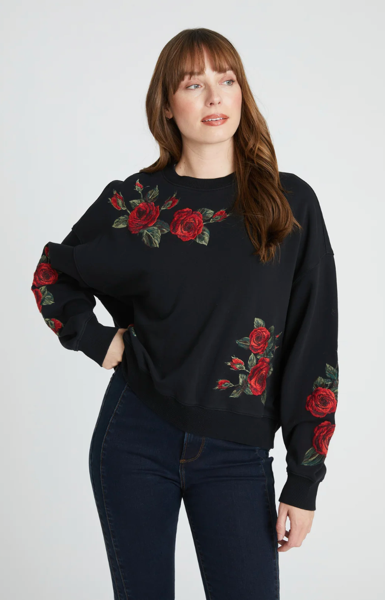 Teddy Crew Neck in Midnight Rose by Driftwood Robin Boutique