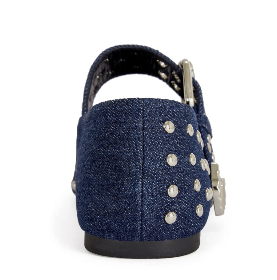 KENNITH-DKDENIM STUDDED BALLET FLAT Robin Boutique