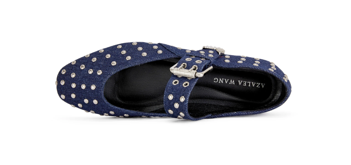 KENNITH-DKDENIM STUDDED BALLET FLAT Robin Boutique
