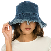 Cotton Wired Wide Brim Denim Hat