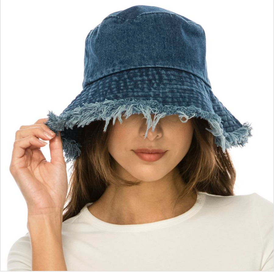 Cotton Wired Wide Brim Denim Hat