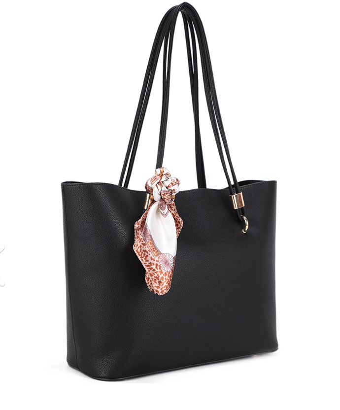 Shoulder Bag with Textured Scarf Detail