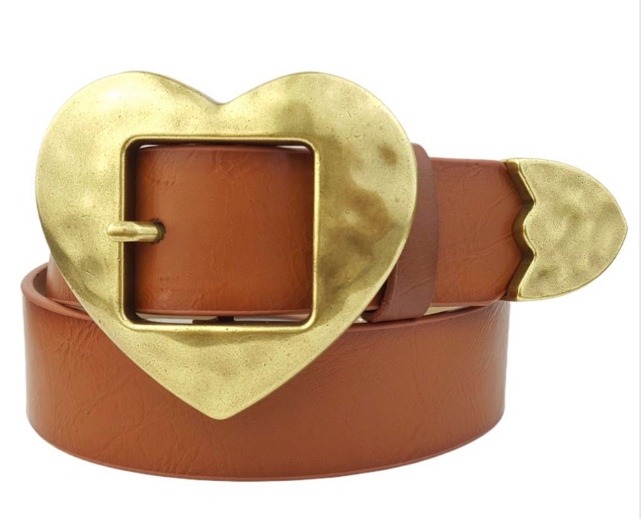 Leather belt with Heart Buckle Robin Boutique
