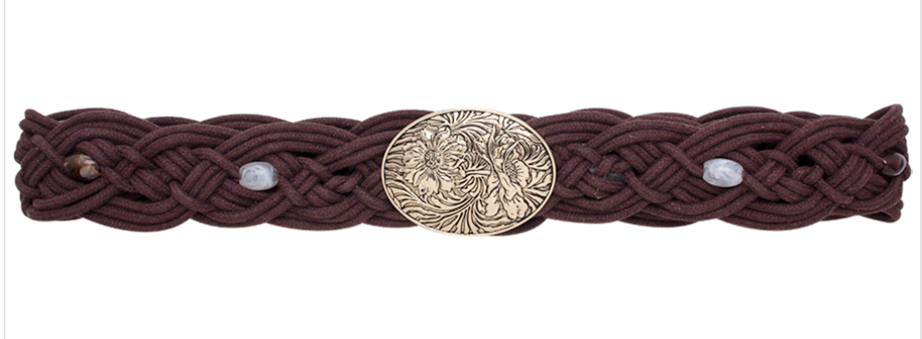 Flower Bucklr Oval Metal Braided Belt with Beads Robin Boutique