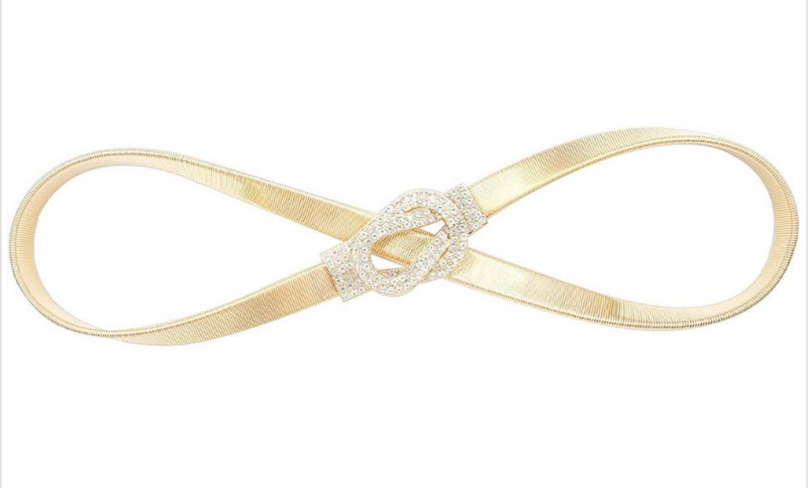 Rhinestone Metal Silver Stretch Elastic Belt Robin Boutique