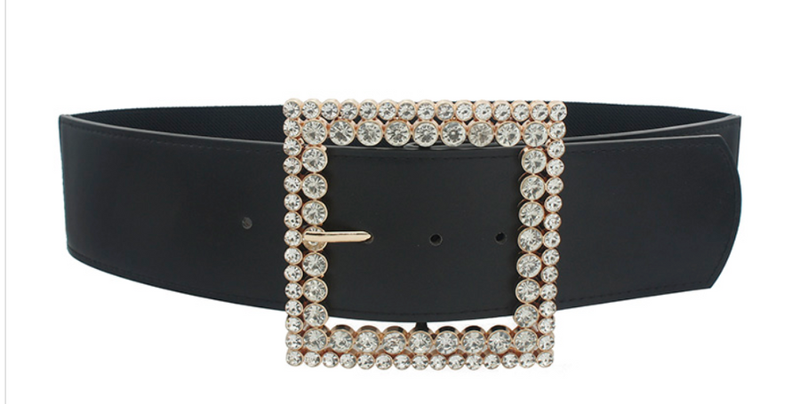 Square Rhinestone Buckle Elastic Belt Robin Boutique