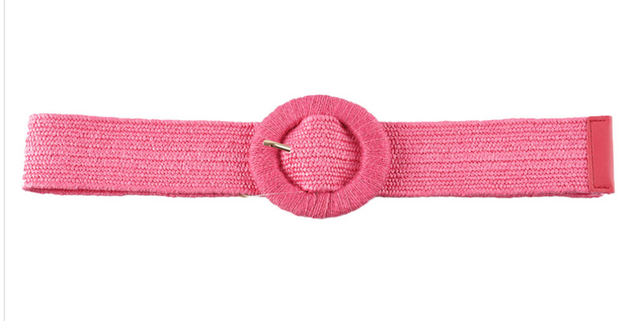 Straw Round Buckle Stretch Belt Robin Boutique