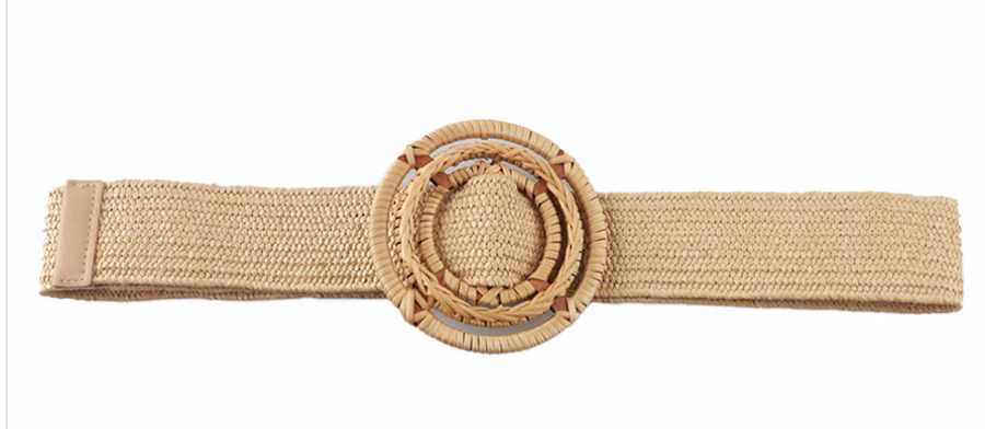 Straw Round Buckle Stretch Belt Robin Boutique
