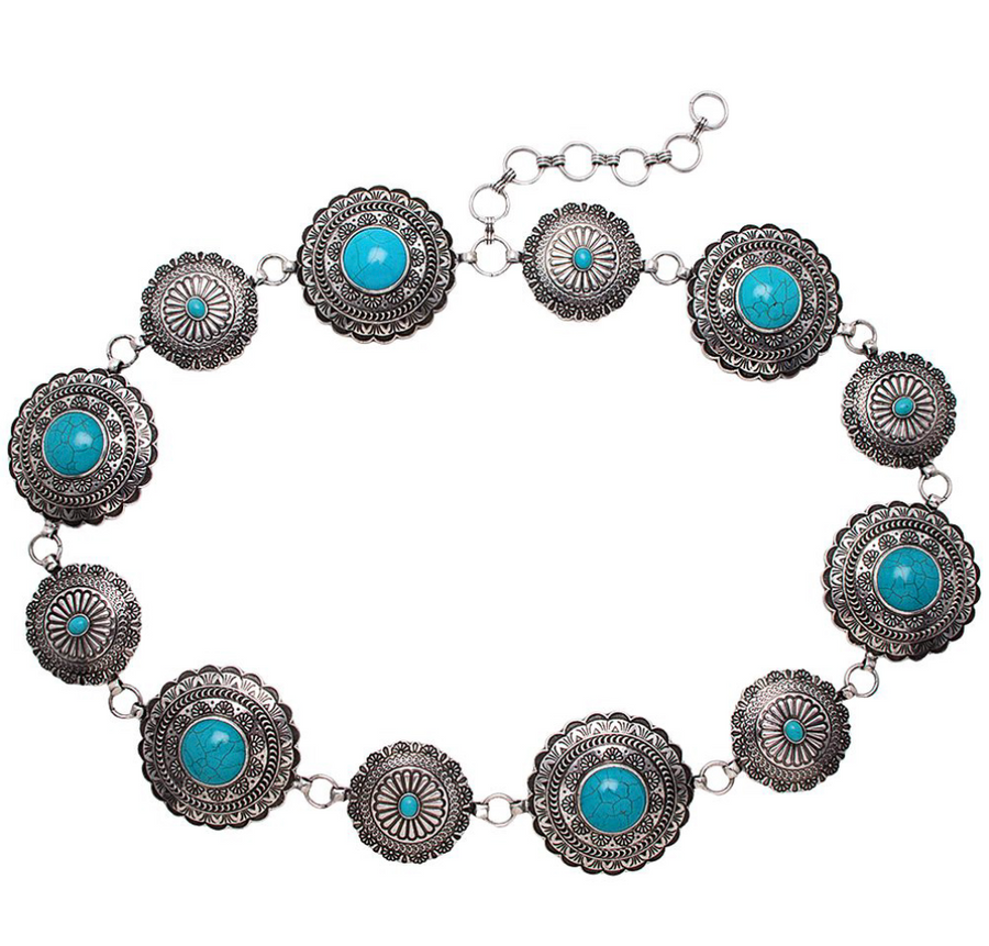 Western Style Turqoise Stone Chain Belt Robin Boutique
