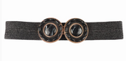 Double Round Marble Shell Buckle Woven Elastic Belt Robin Boutique